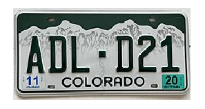 Colorado License Plate
