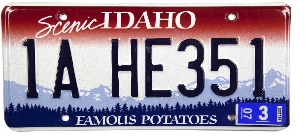 Idaho License Plate