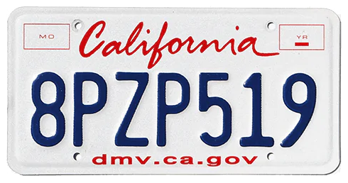 California license plate lookup - California standard license plate