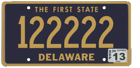 Delaware License Plate