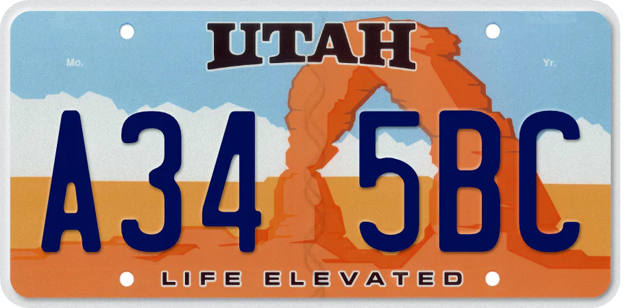 Utah License Plate